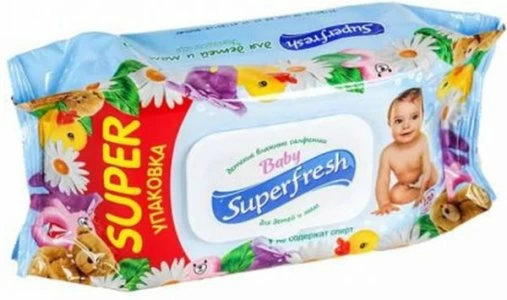 Салфетки влажные Super Fresh с клапаном (120шт/пак) (артикул: 070100022) купить в разделе «Пищевая упаковка и одноразовая посуда для бизнеса».